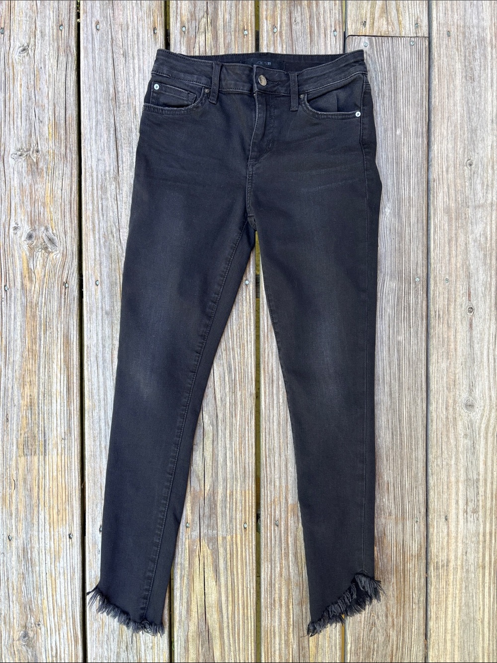 Joes Jeans The Icon Black Mid Rise Skinny Ankle Raw Hem Jeans 27 GBATDL5968‎